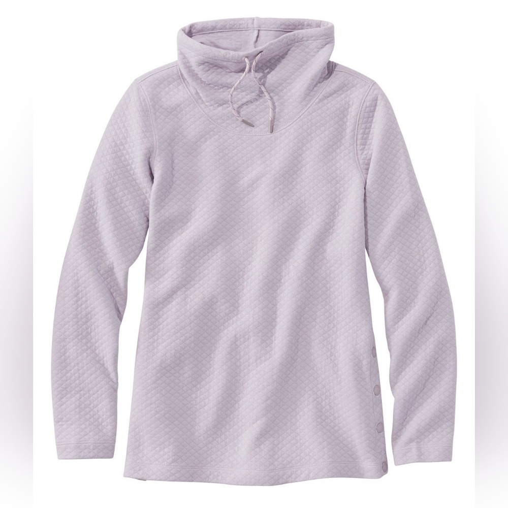 L.L. Bean Women's SoftLight Quilted Top Funnelneck Pullover in Lilac‎ Mist Small